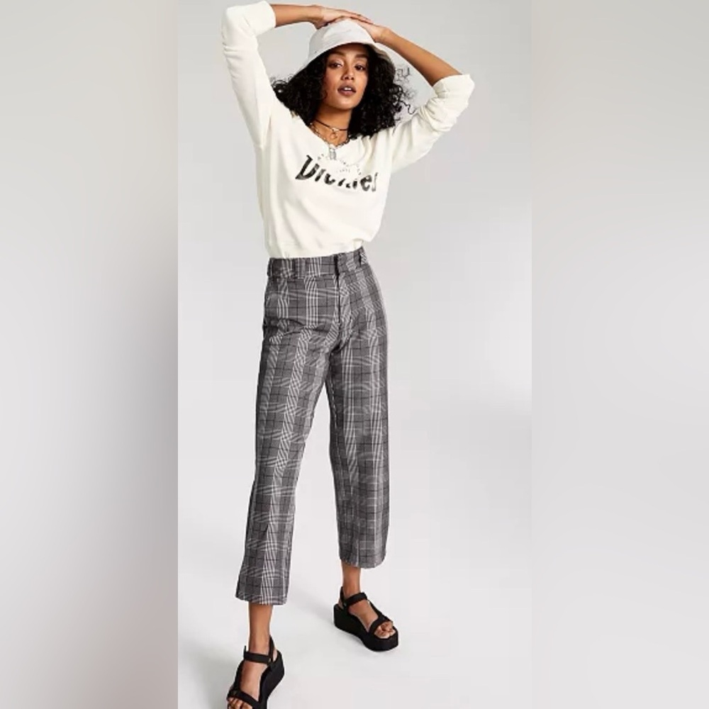 Dickies‎ Glen Plaid Cropped Roll Hem Stretchy Pants Size 5